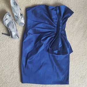 DAISY Strapless Metallic Blue Dress